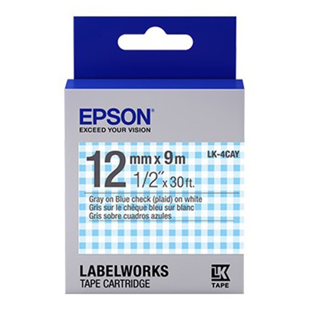 Epson Label Cartridge 12mm Gray on Blue Check Tape